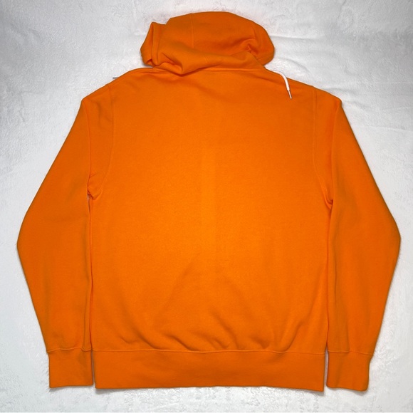 Unisex Lightweight Hoodie Mens L Slim Fit Orange🍊 Full Zip Up White Drawstrings - Picture 5 of 16